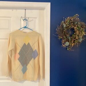 Women’s Vintage 1980’s  Liz Claiborne Lambs Wool Nylon & Angora Argyle Sweater S